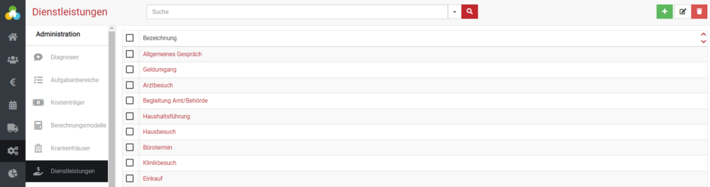 Der Menüpunkt Administration in BEWO-Online