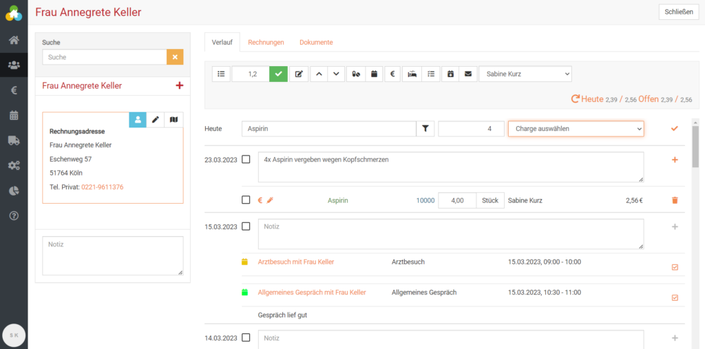 Der Klientenverlauf am Beispiel von Medikamenten in BEWO-Online