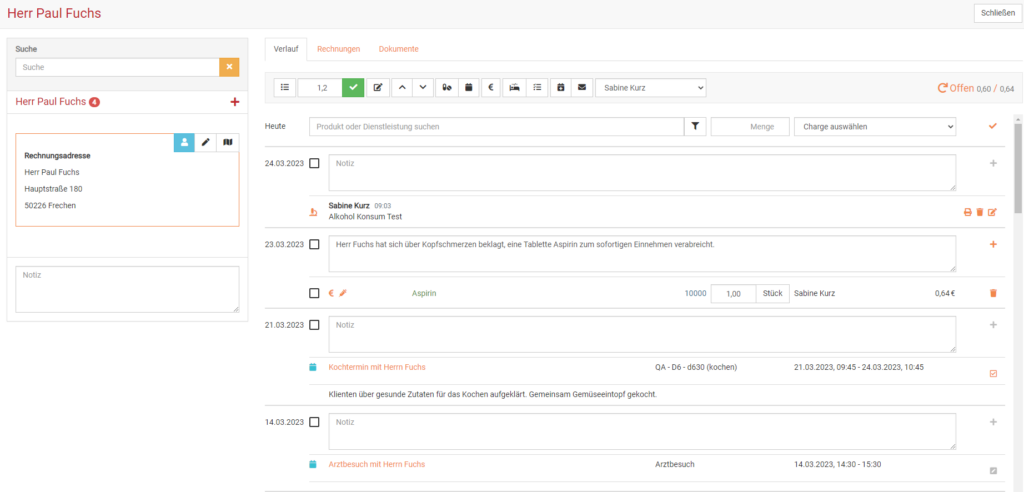 Übersicht Klientenverlauf in BEWO-Online