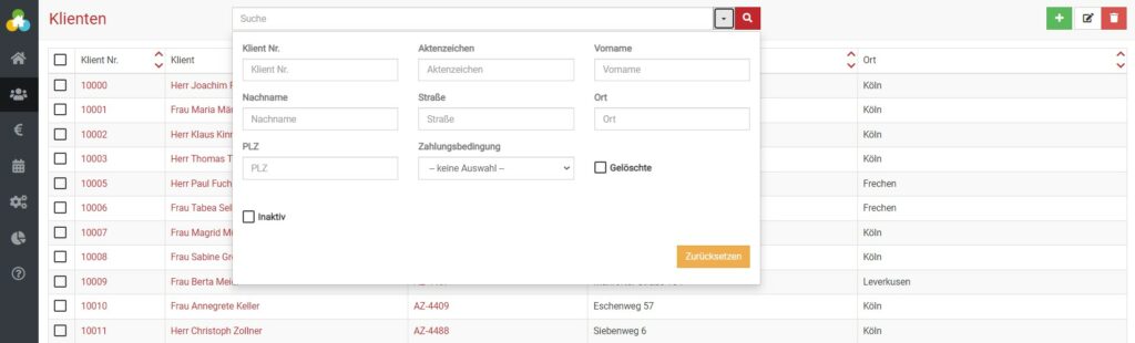 Klientinnenansicht in BEWO-Online