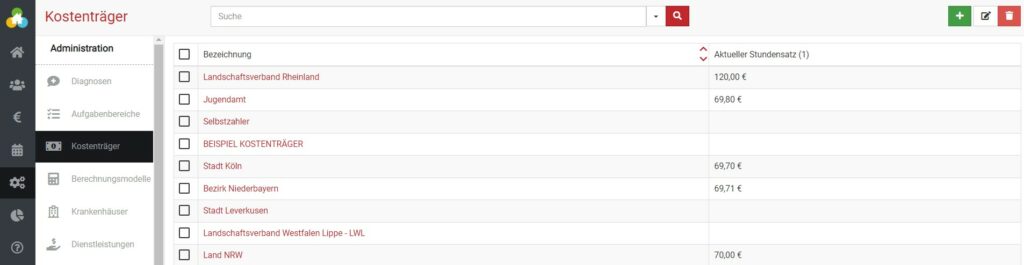 Kostenträger anlegen in BEWO-Online