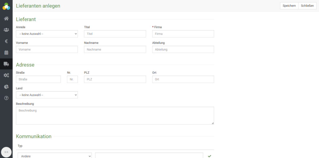 Lieferanten hinzufügen in BEWO-Online