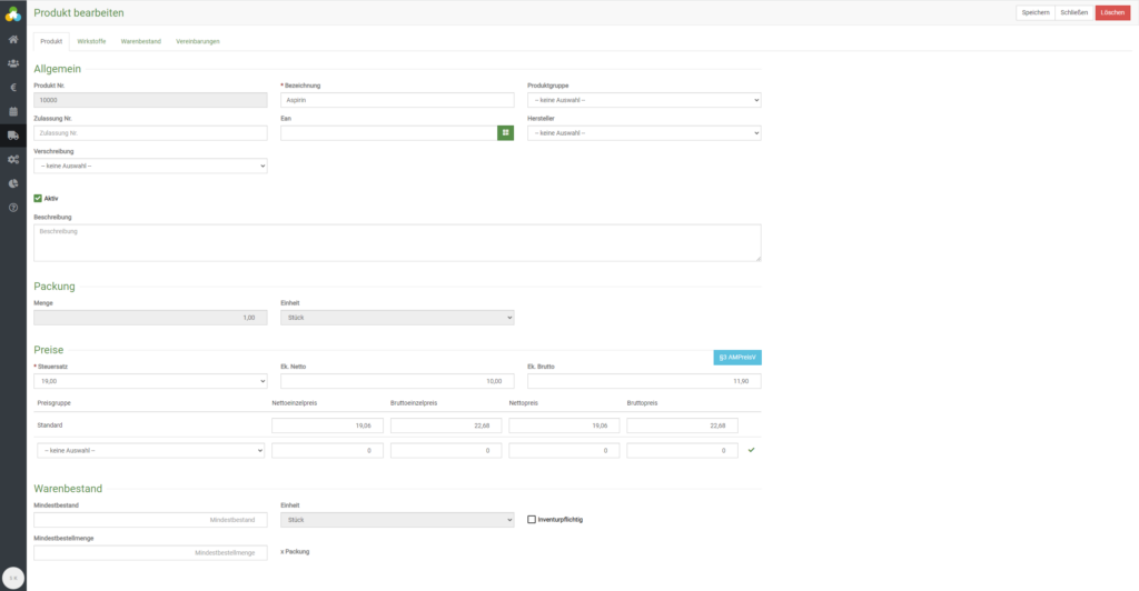 Ein Produkt anlegen und bearbeiten in BEWO-Online