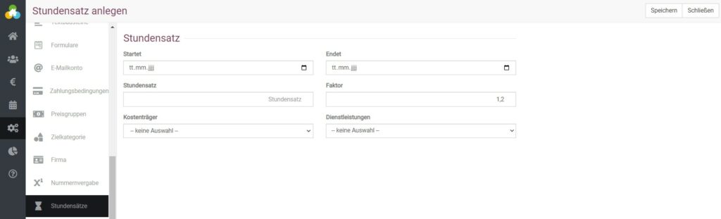 Stundensatz anlegen in BEWO-Online