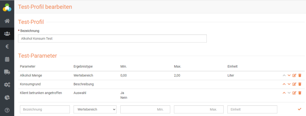 Test-Profil anlegen in BEWO-Online