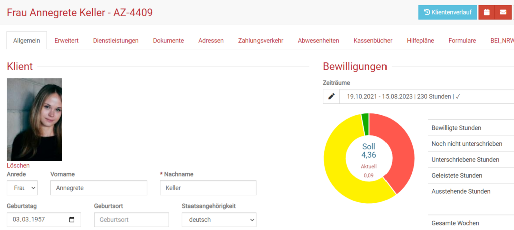 Digitale Klient:innenakte von somedo inkl. Klientenverlauf