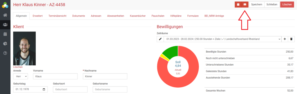 Einen Brief erstellen in der digitalen Klient:innenakte von BEWO-Online