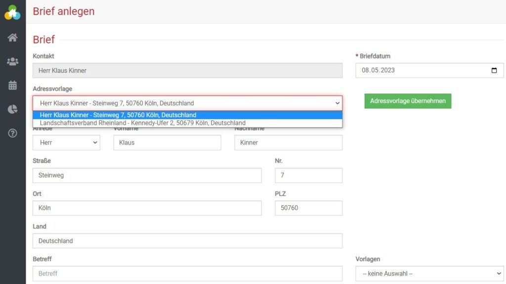 Einen Brief erstellen in somedo inkl. Adressverwaltung