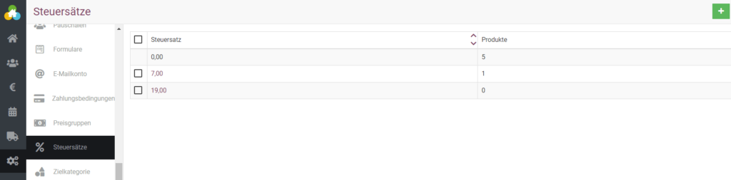 Steuersätze hinzufügen