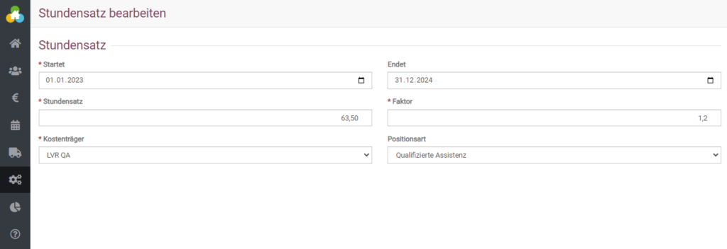 Positionsarten für einen Stundensatz in somedo hinterlegen