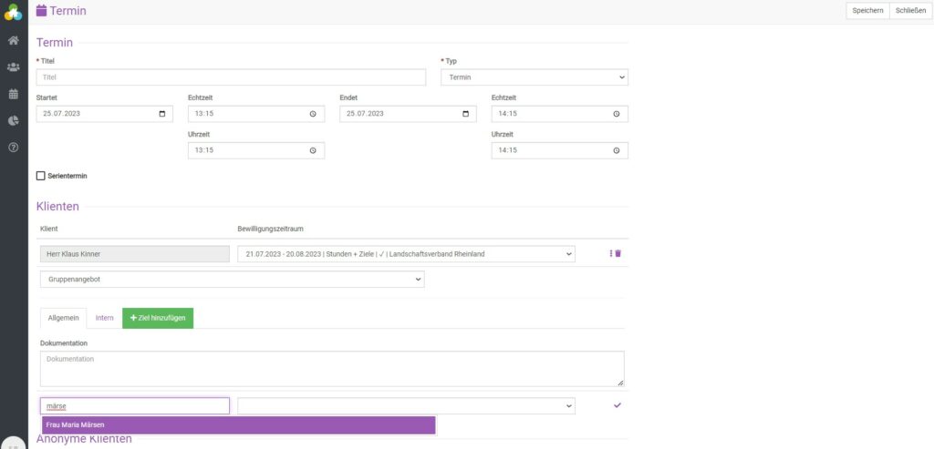 Personen bei einem Gruppentermin hinzufügen