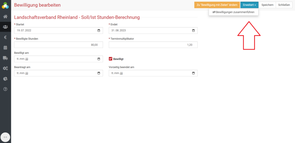 Bewilligungen zusammenführen 