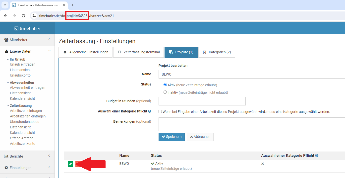 somedo Timebutler Schnittstelle Projekte